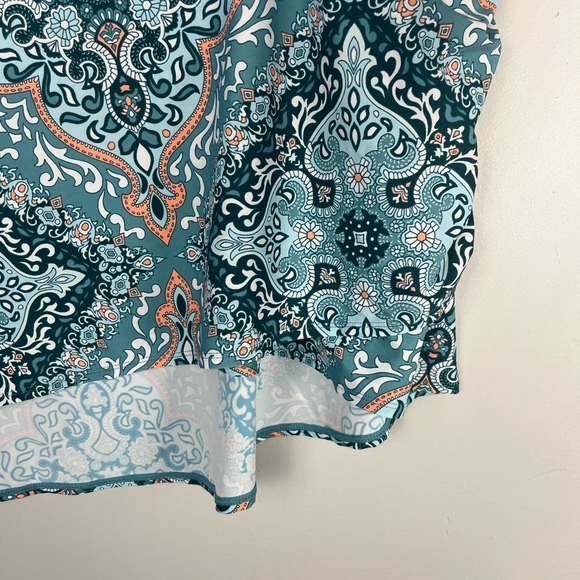 Jantzen Surplice Maillot One-Piece Swimsuit Blue Medallion and Skirt Size 24W - Picture 15 of 16